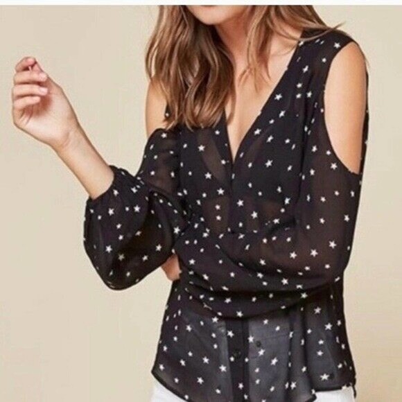 Reformation Tops - Reformation Star Print Cold Shoulder Blouse Size S